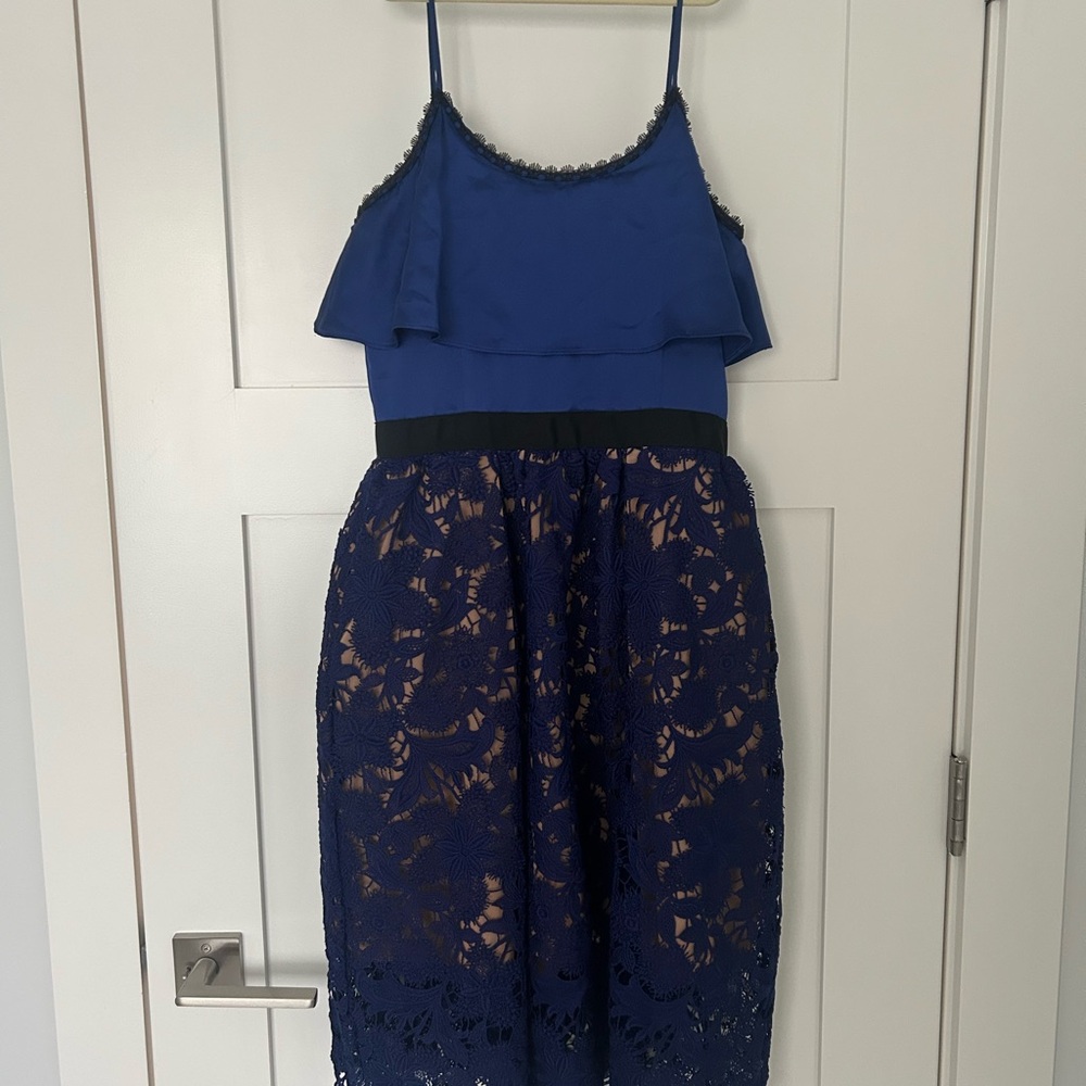 Self Portrait Elegant Blue Lace  Dress